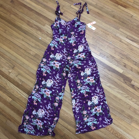 GB Pants - NWT GB Purple Floral Jumpsuit!!